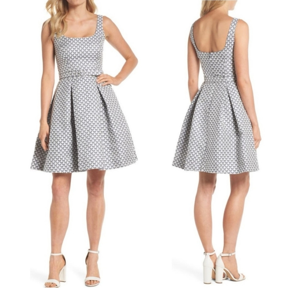 NWOT Gal Meets Glam Isla Jacquard Scallop Fit & Flare Dress Sz 10 (added lace)